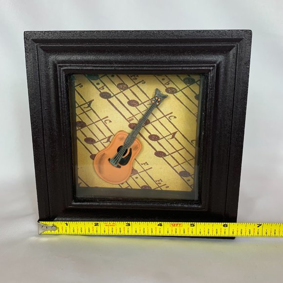 Framed Guitar and Saxophone Shadowboxes Glass Front Brown Trim Vintage - Picture 5 of 12